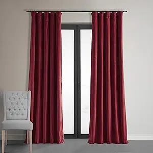 HPD Half Price Drapes Signature Velvet Thermal Blackout Curtains for Living Room 108 Inch Long (1 Panel) Rod Pocket Insulated Blackout Curtains for Bedroom Window Curtains, 50W x 108L, Moroccan Red