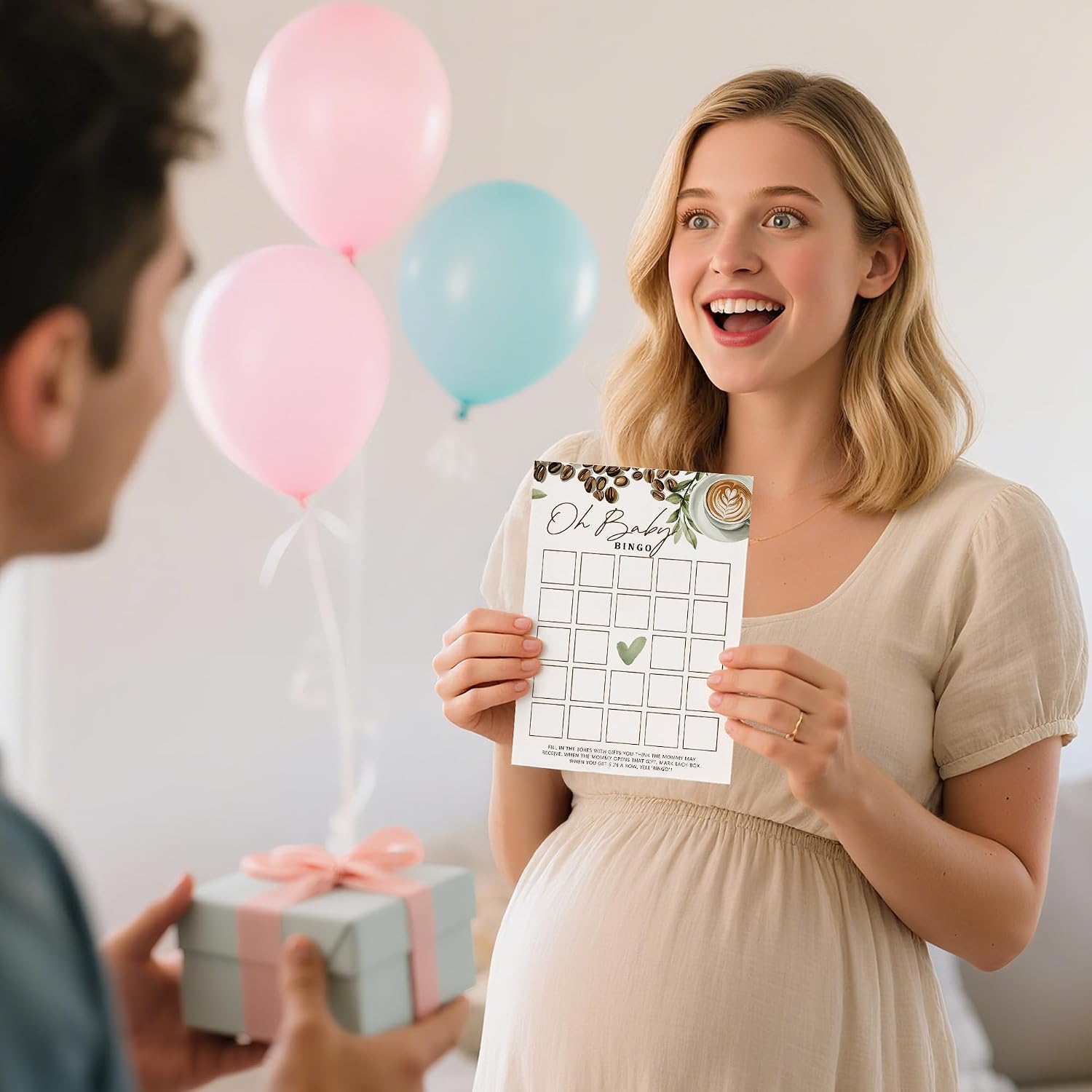 Baby Shower Games for Girl Boy, 25 PCS A Baby is Brewing Bingo Game Cards, Coffee Theme Gender Neutral Party Decorations Supplies-E03