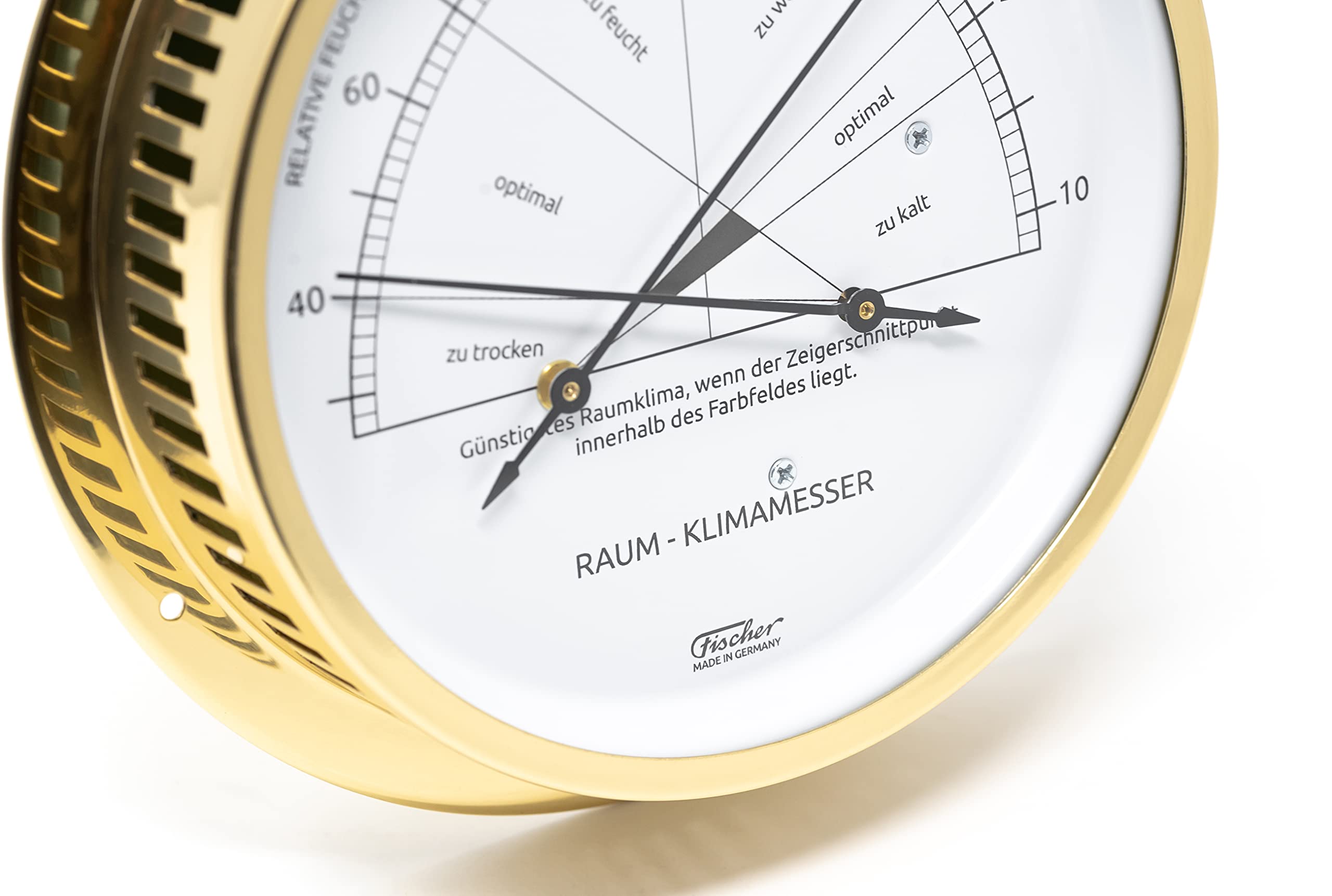 Fischer 5091-45 – nóż do klimatyzacji do pomieszczeń – 155 mm syntetyczny higrometr i termometr bimetalowy z mosiądzu Made in Germany
