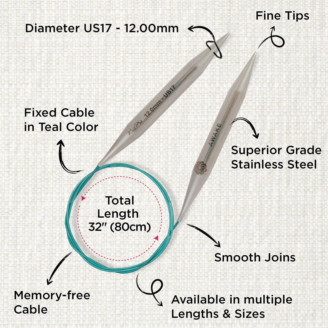 KnitPro The Mindful Collection Fixed Circular Needles 32" (80cm) | US Size 17 (12mm)