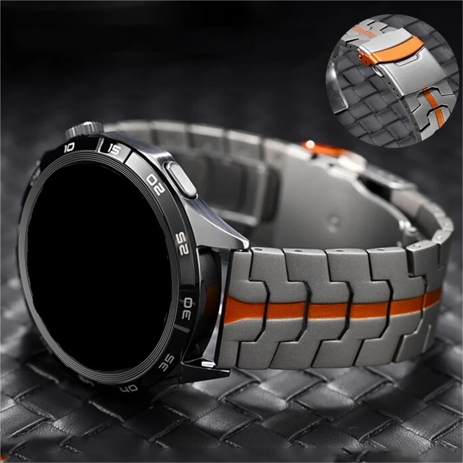 Universal-Smartwatch-Armband, Faltschließe, 22 mm, Edelstahl-Band (Silber)