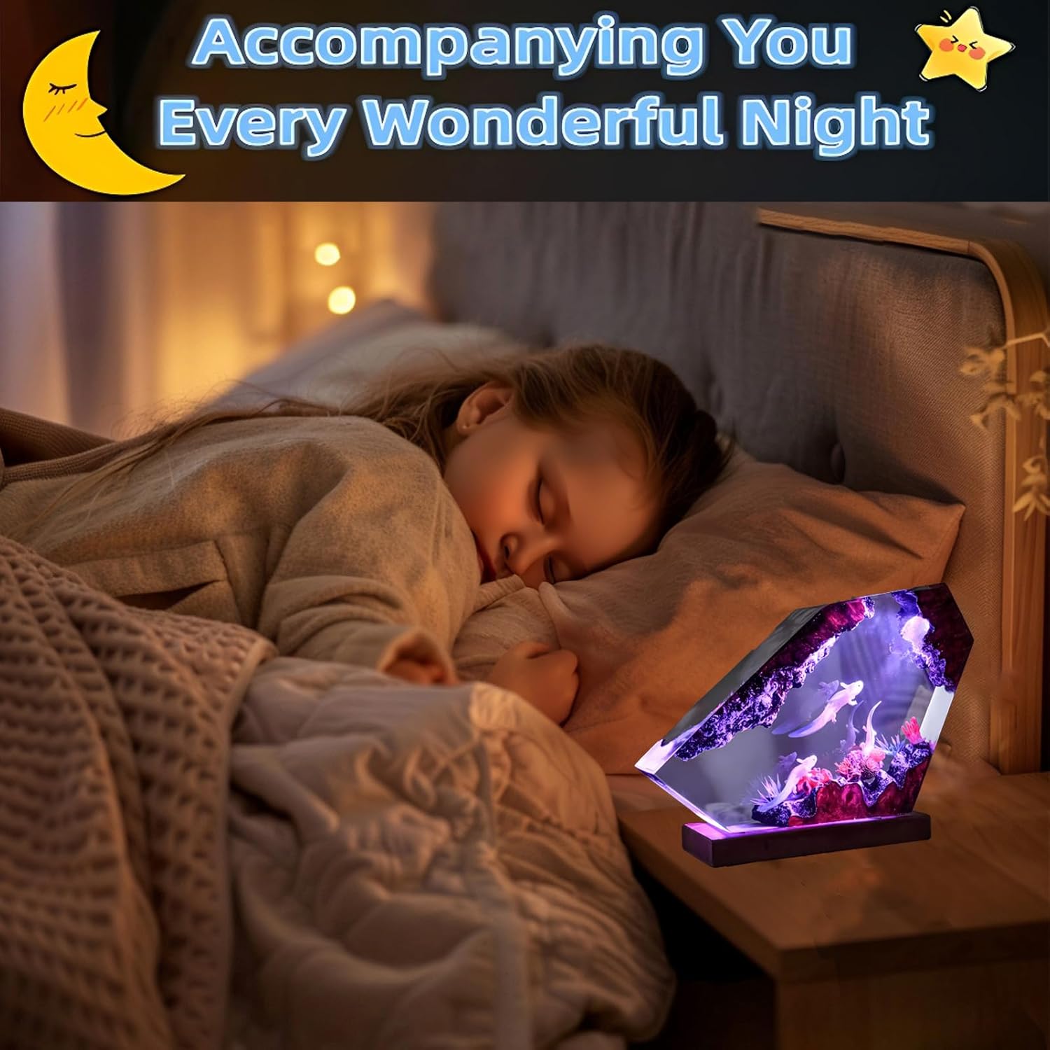 FOTN Axolotl Lamp Color Changing Handmade Resin Lamps Axolotl Night Light for Kids Decorative Unique Lamp for Bedroom (6 in)