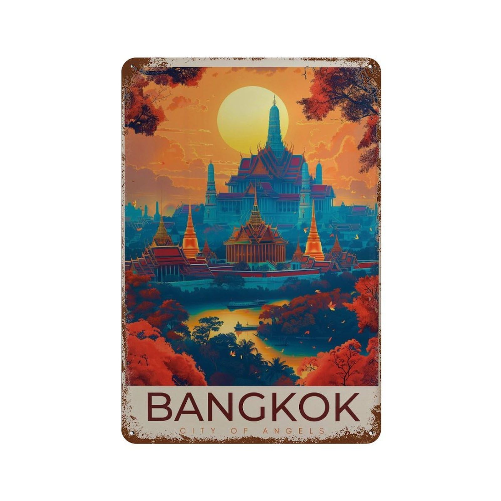 xiaoxiaoshen Bangkok Travel Thailand (2) Wall Decor Art Metal Tin Poster Modern Home Decor Art Home Bar Shop Decorations Vintage Sign 30x20cm