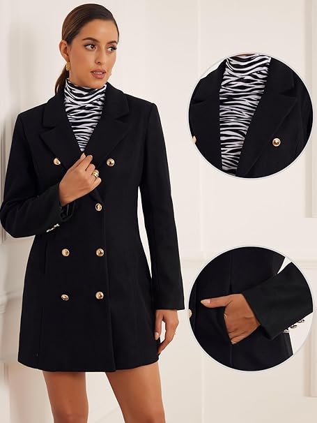 Cappotto Invernale Doppiopetto Donna Allegra K - Con Risvolto, Elegante E Caldo, Lavabile In Lavatrice - Foto 8