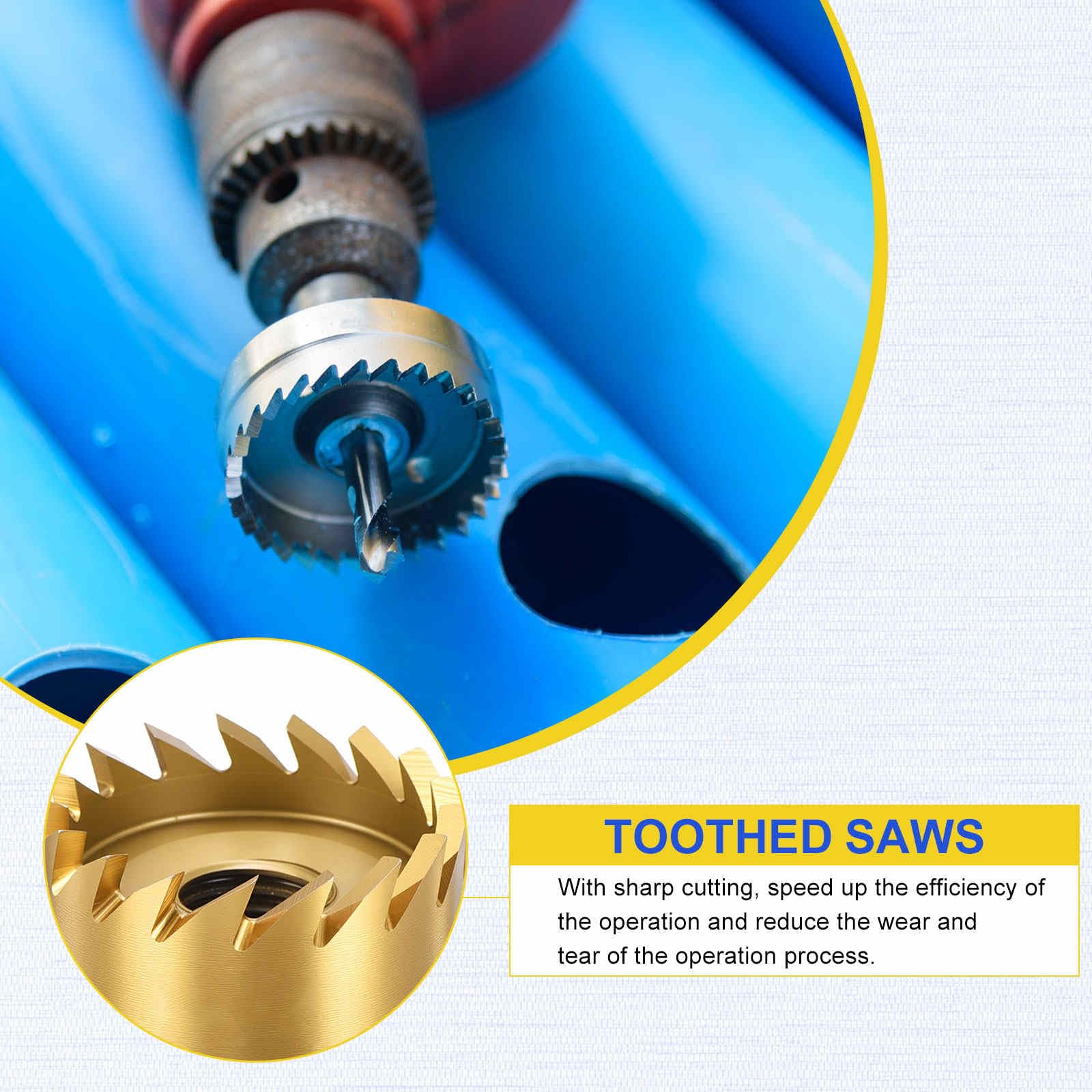 DTGN 5/8" Hole Saw M2 High Speed Steel - 16mm Hole Cutter - Good for Thin Stainless Steel/Alloy/Aluminium/Brass/Copper - Gold - Image 3
