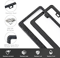 Vista 3 de Marco de matrícula brillante para mujer, paquete de 2 soportes de matrícula de acero inoxidable de alta calidad, hechos a mano con diamantes