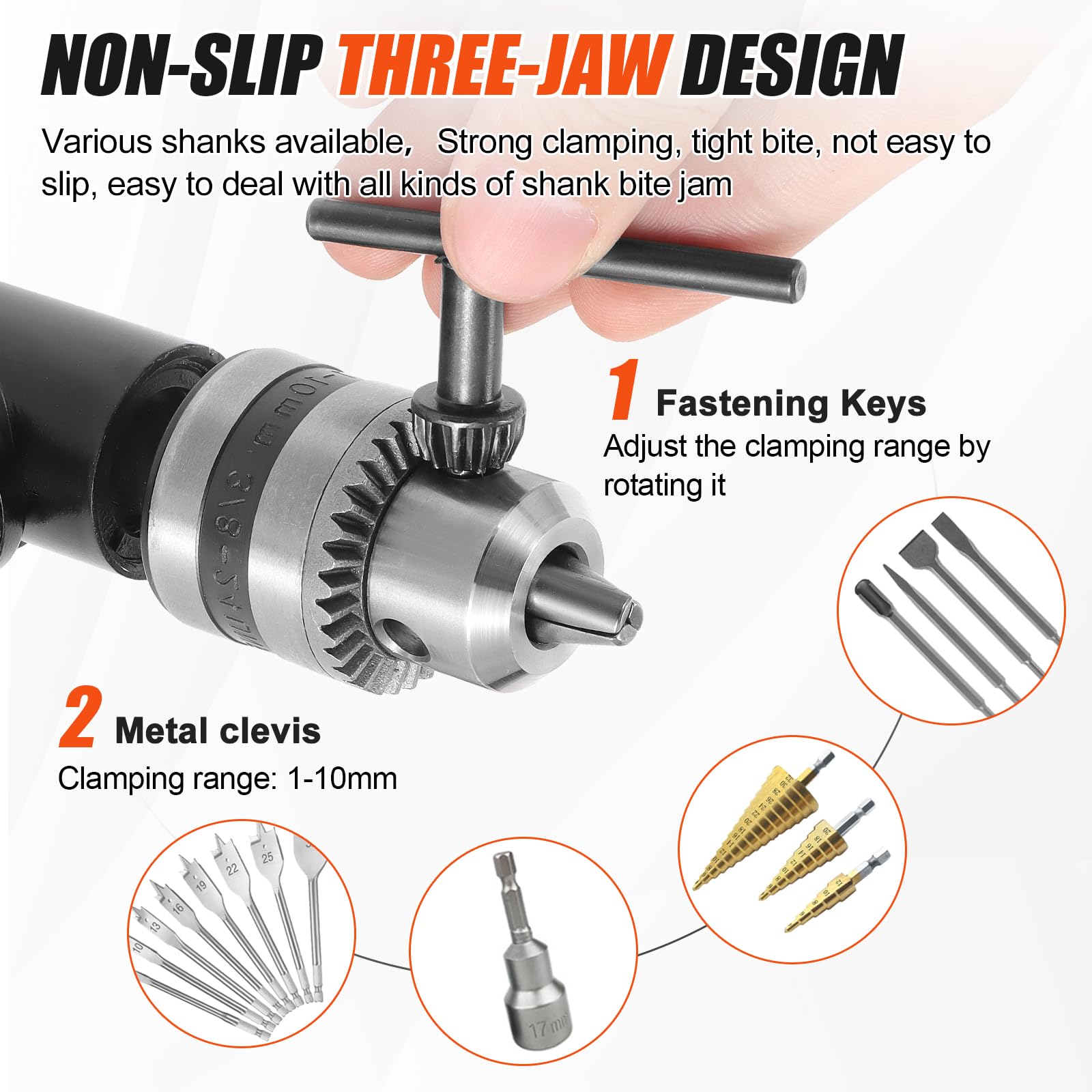 Faankiton 90°Right Angle Drill Attachment 1-10mm Chuck, Right Angle Bend Extension Keyless Chuck Converter Adapter - Image 3
