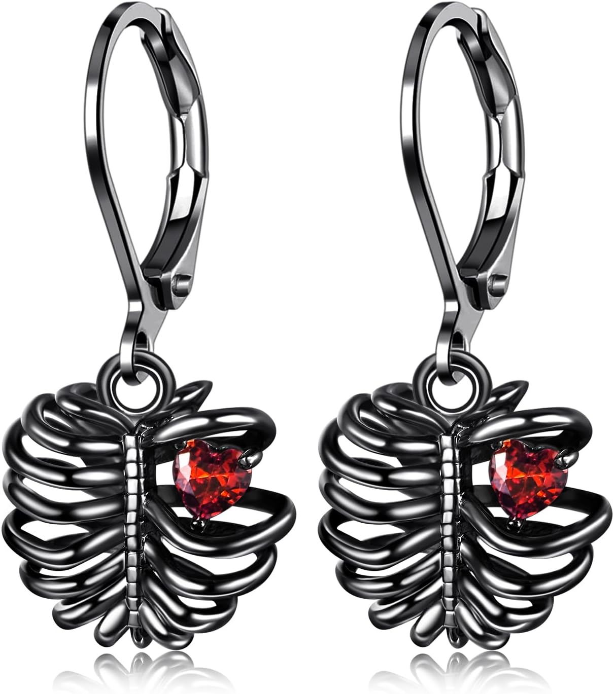 Gothic Skull/Bat/Skeleton/Anatomical Heart/Black Rose Earrings for Women Dangle Goth Jewelry Valentines Halloween Christmas Gifts for Women Men
