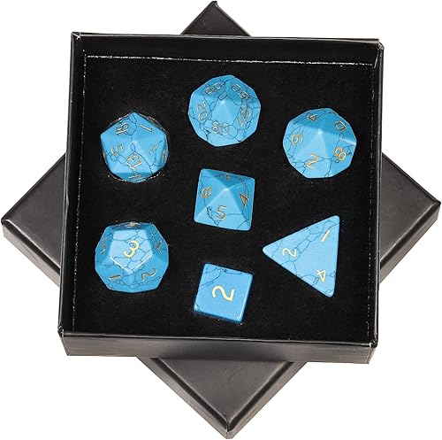 Vista 47 de SUNYIK Juego de 7 dados poliédricos DND de piedra de cristal pulido para juegos de mesa RPG MTG, dados de juego DND, mazmorras poliédricas