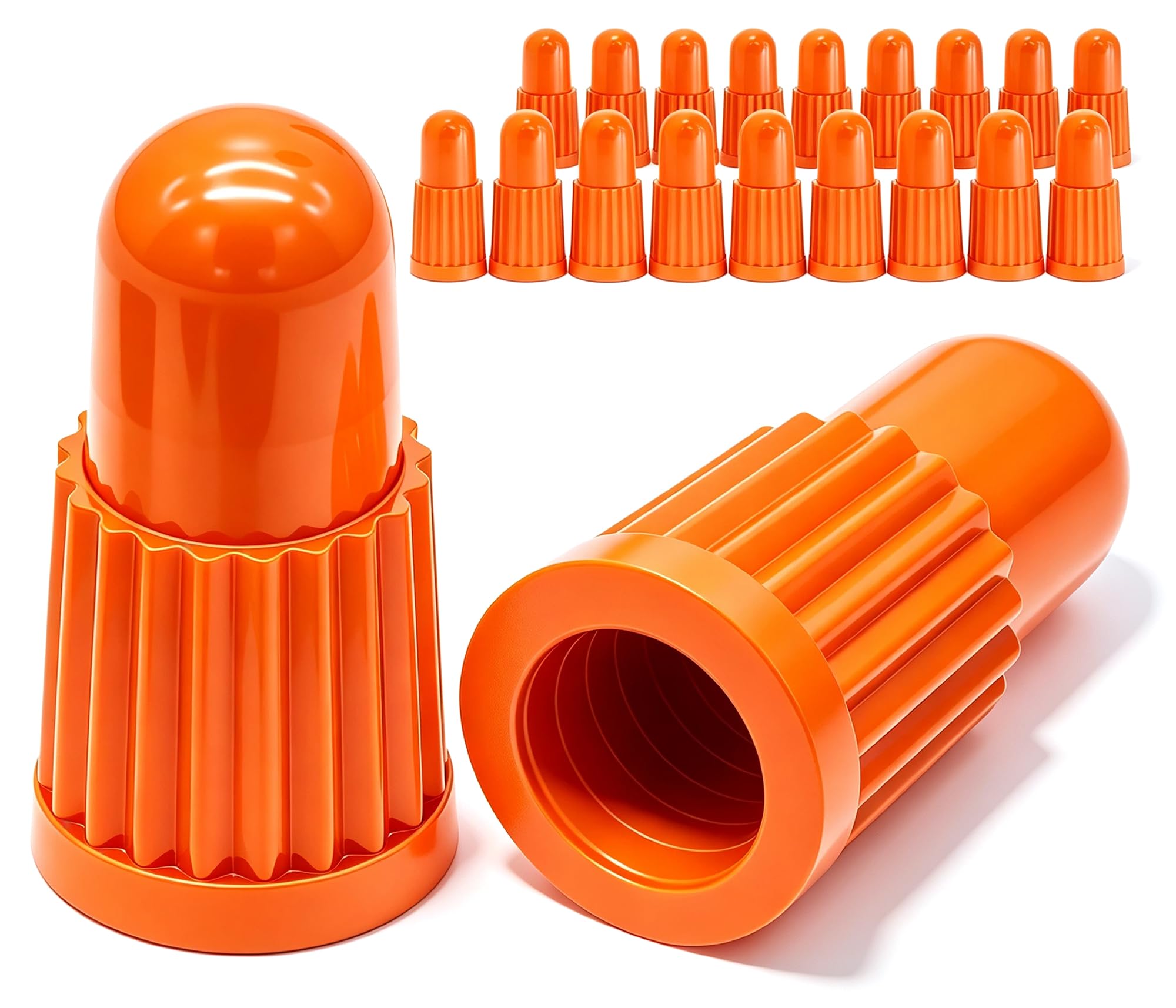 MEAJOO Orange Presta Valve Caps (20 Pack) – Dust & Air Stem Covers for MTB, Road Bike, Bicycle – Fits French Valves, Lightweight Plastic Tubeless Tire Valve Caps — image 1