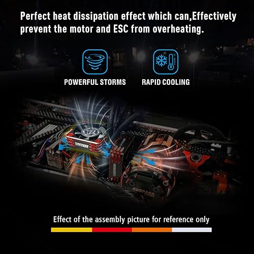 Miniatura 7 de Surpass Hobby - Ventilador de refrigeración de motor, 28000 RPM ESC Alluminum Motor disipador de calor ajustado Turbo ESC A3 para automóvil RC 18