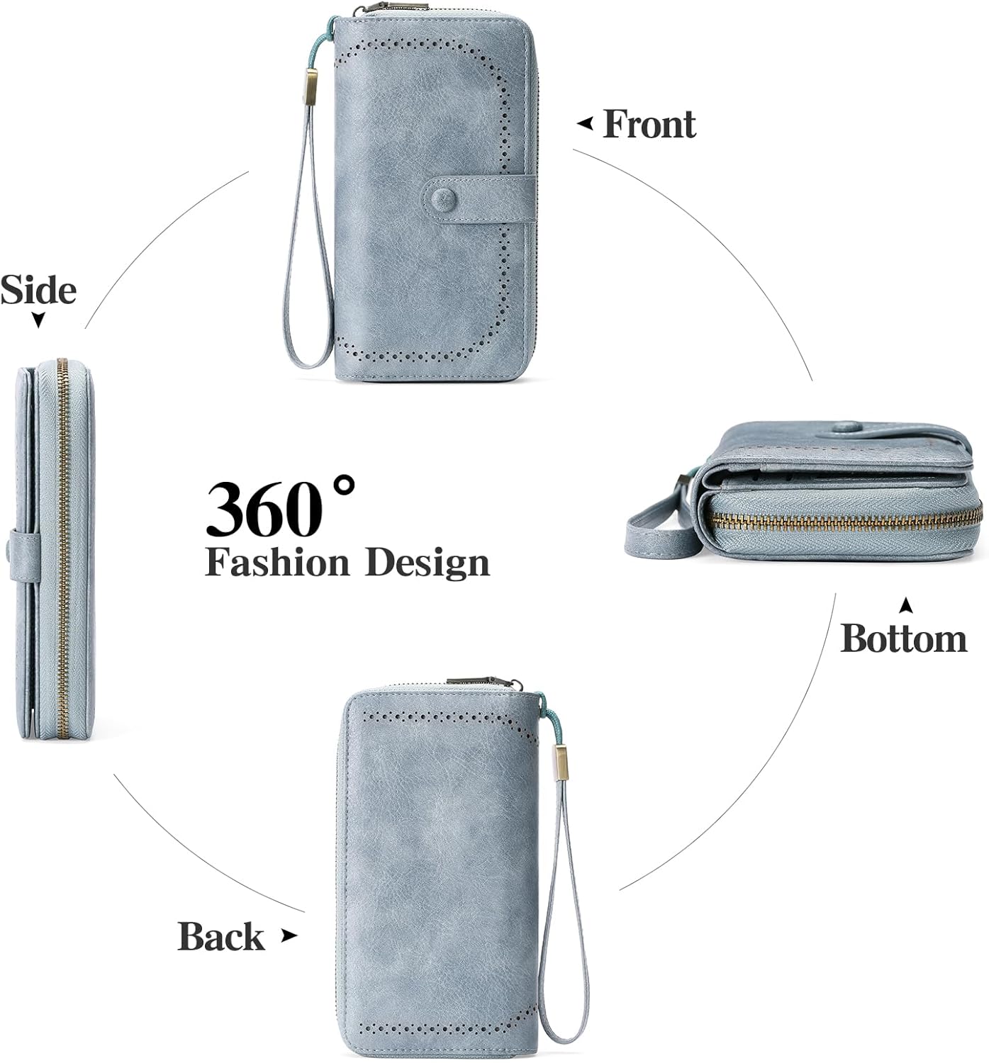 GAEKEAO Leather Credit Card Holder Wallet for Women RFID Blocking Large Capacity Bifold Zipper Card Case Organizer with Wristlet 45 Slots - Image 4