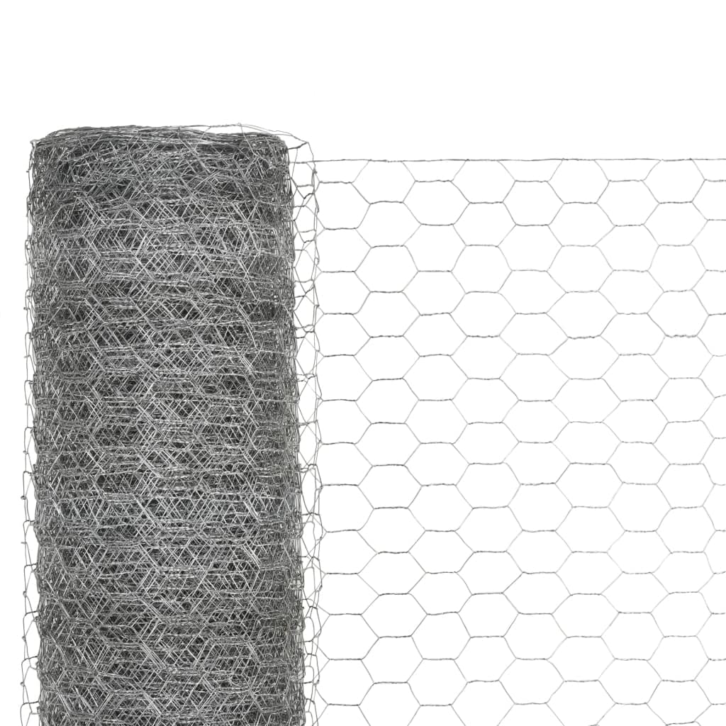 Valla de malla de alambre galvanizada, 25 metros, malla de alambre 1 x 25 m, para jardín y agricultura, valla hexagonal de acero