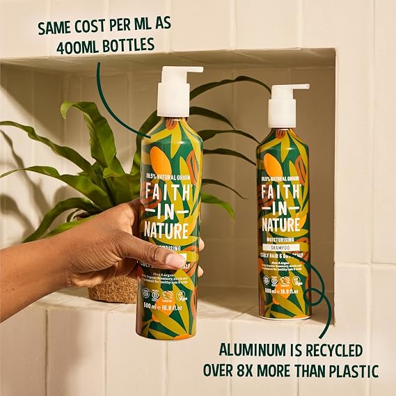 Faith In Nature - Natural Shampoo & Conditioner Set Aluminium Bottles - Vegan & Cruelty Free, No SLS or Parabens - 2 x 500ml, Shea & Argan