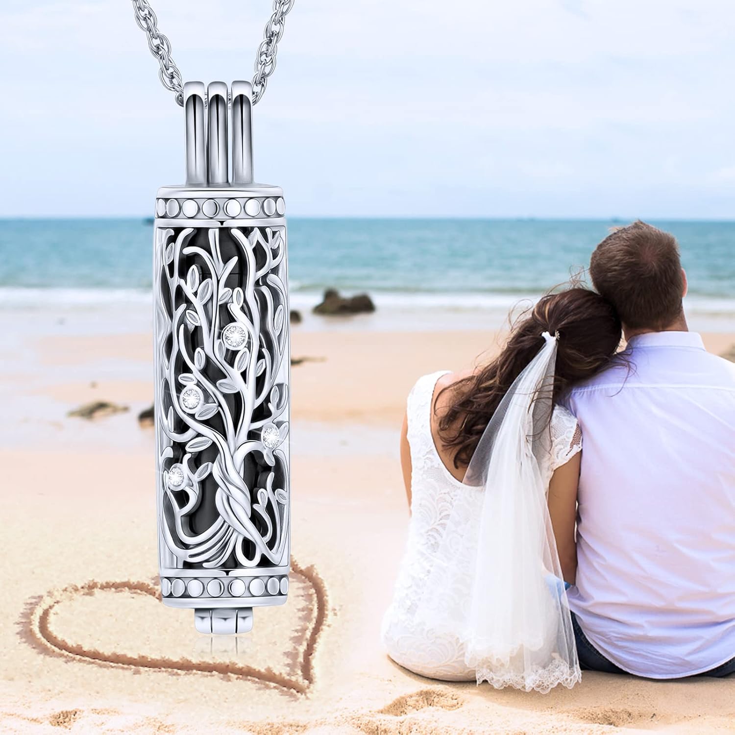 shajwo Cylinder Cremation Jewelry Tree of Life Urn Ashes Necklace for Women Men Vial Cremation Ash Pendant Loved One Memorial Jewelry - Image 4