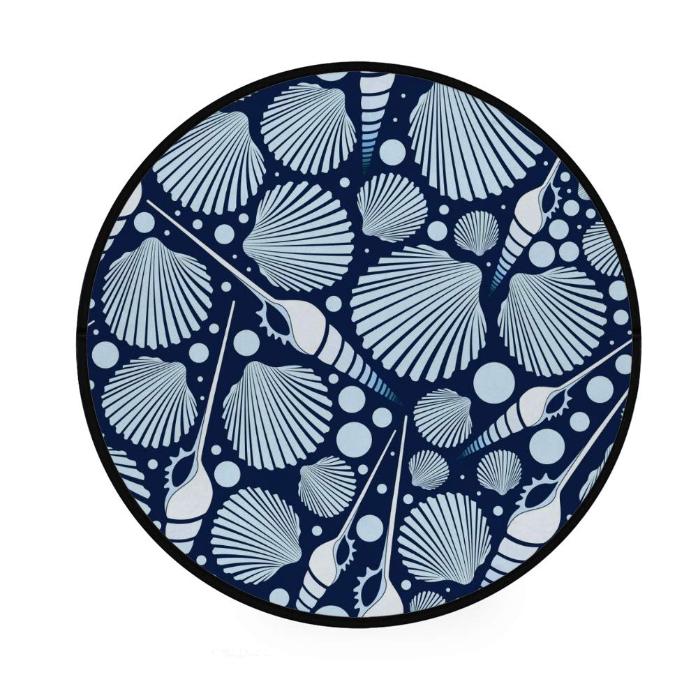Paillasson rond bleu mer antidérapant et absorbant pour l'entrée