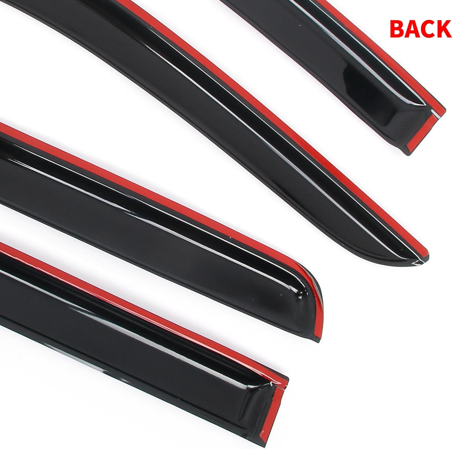 IKON MOTORSPORTS Tape on Window Visors Compatible with 2019-2026 Chevrolet Silverado & GMC Sierra 1500 2500 3500 Crew Cab, Acrylic Smoke/Tinted Rain Guards, Side Window Wind Deflectors 4PCS