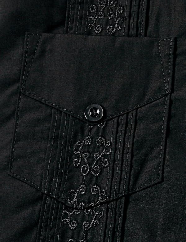 COSLAND Guayabera Shirts for Kids Cuban Shirt for Boys, Black, Small by COSLAND - Used condition - Image 5
