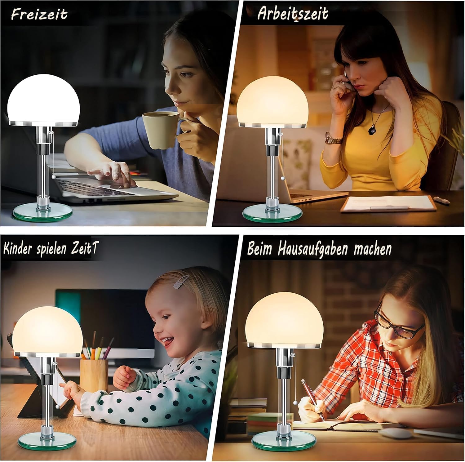 Nordische Moderne LED-Pilzlampe schreibtischlampe, Schreibtisch-Leselampe, Schlafzimmer-Nachttischlampe,pilz lampe, Glas-Bauhaus-mushroom lamp, tischlampe mit kabel,3 Helligkeitsmodi.