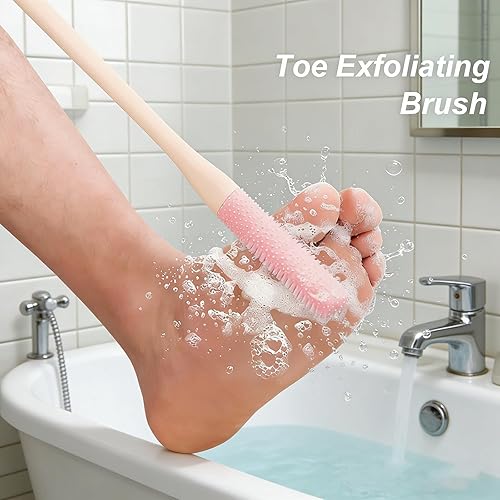 Miniatura 5 de Cepillo de limpieza de dedos, limpiador de espacio de dedos de silicona de 15.7 pulgadas de largo para personas mayores, cepillo de goma suave
