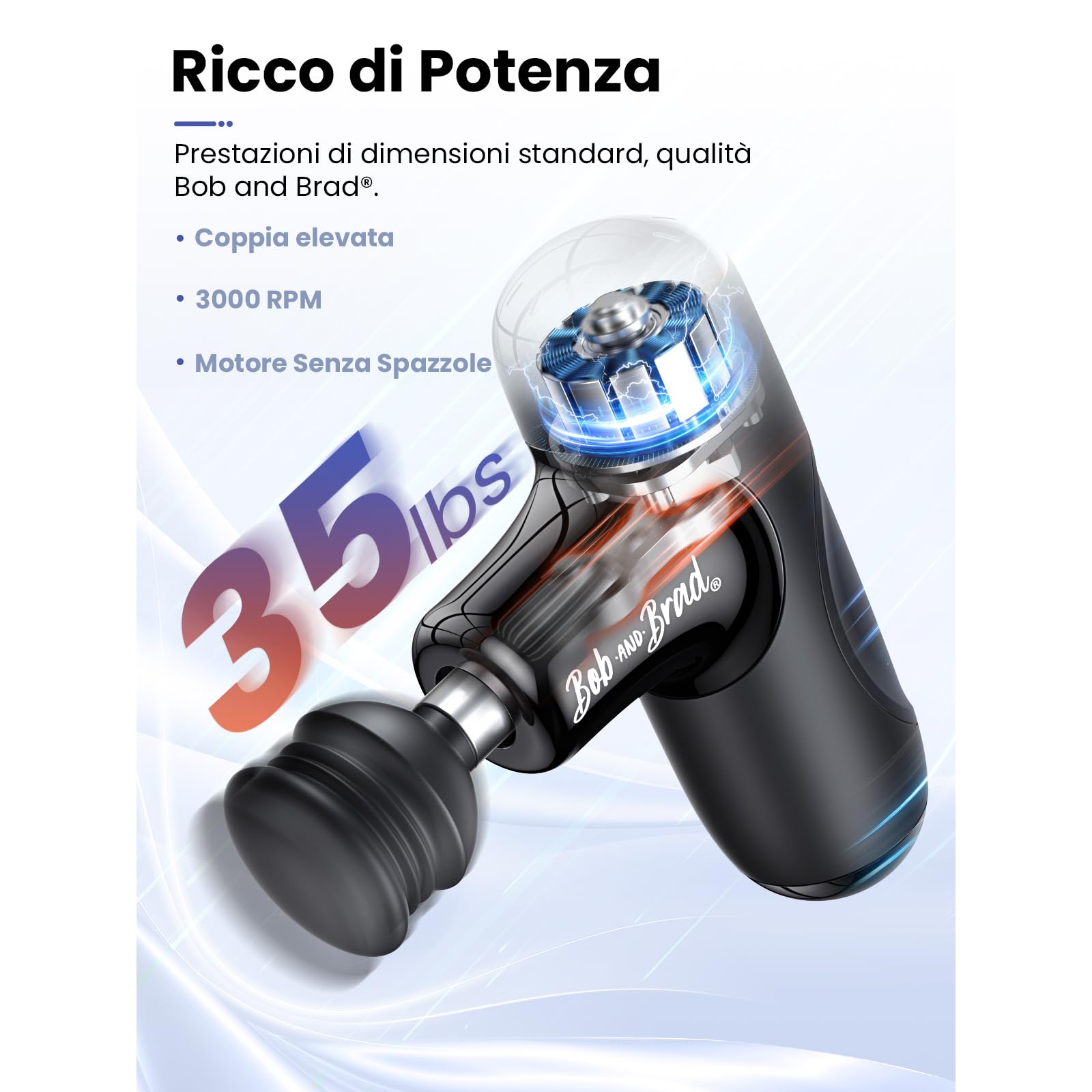BOB AND BRAD Q2 Mini Pistola Massaggio Muscolare Portatile, Massaggiatore Elettrico per Schiena e Spalle, Silenzioso, Ricarica USB-C, Custodia Inclusa, Ideale per Ufficio, Viaggi e Sport
