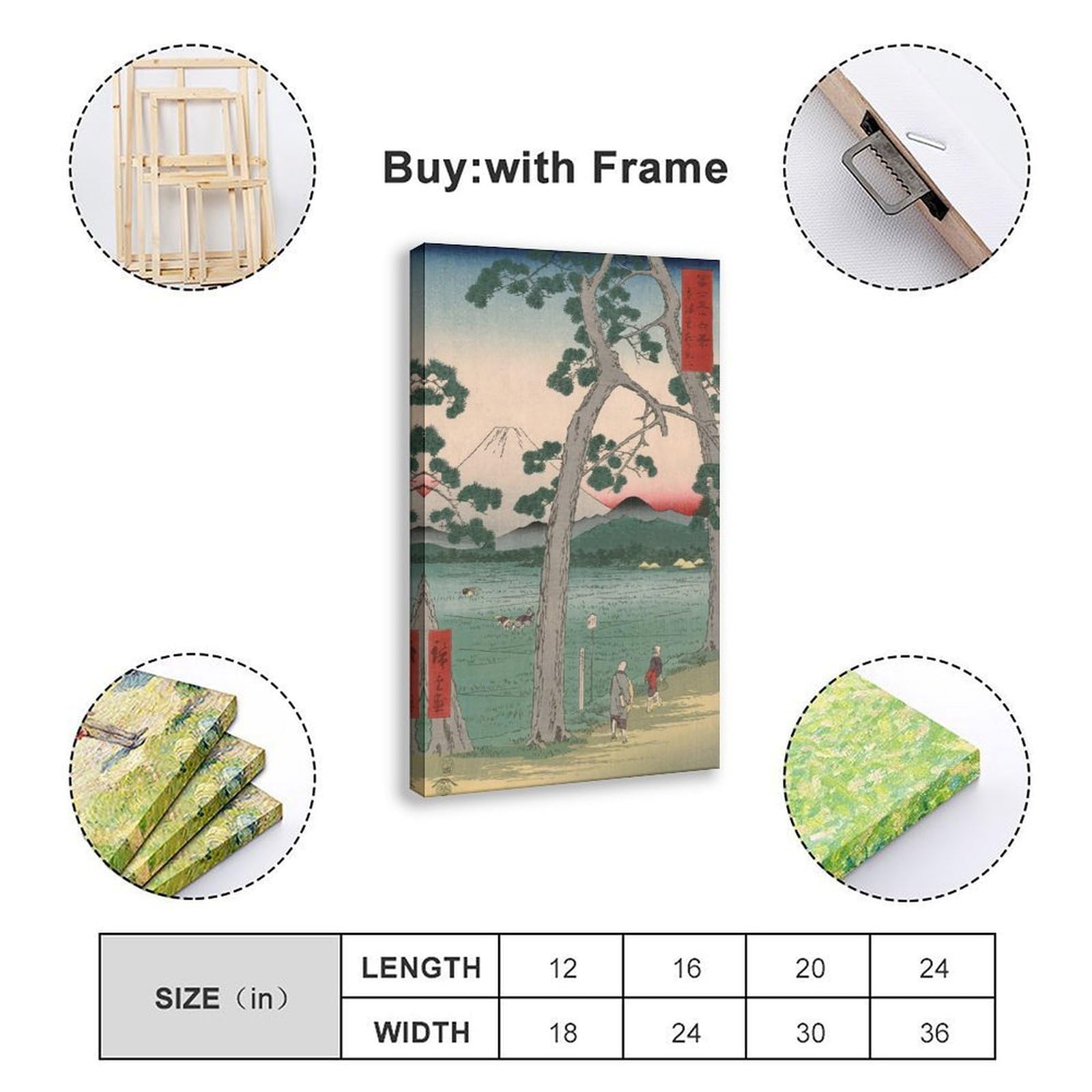 ANFOTCM Hiroshige, Tokaido Hidarifuji, praca na polach ryżowych, japoński plakat do pokoju estetyka płótno sztuka ścienna plakat i druk 20 x 30 cali (50 x 75 cm)