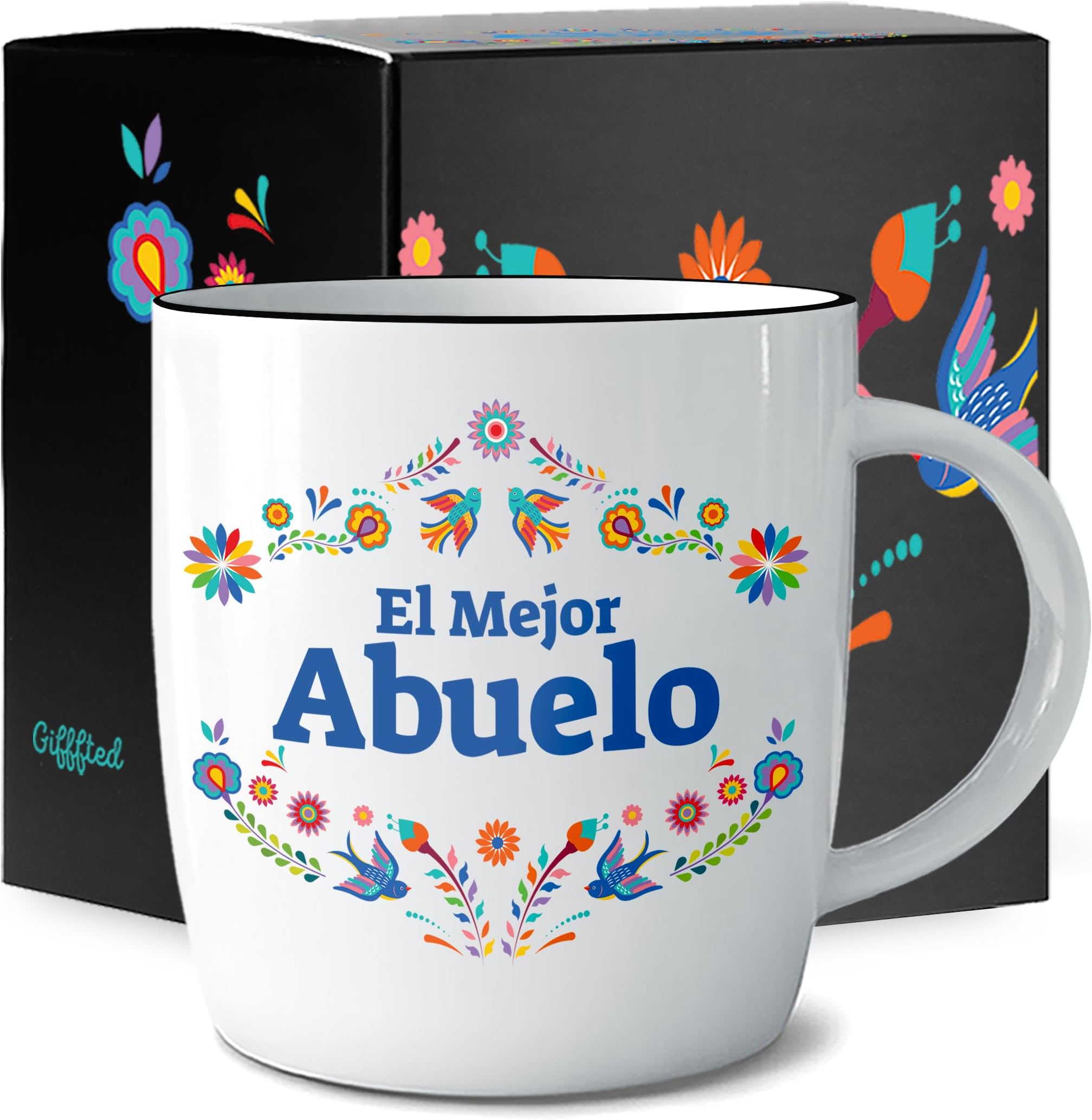 Triple Gifffted El Mejor Abuelo Coffee Mug in Spanish, Latino Best Grandpa in The World Gifts, Regalo Dia Del Padre, Birthday and Christmas Taza, 13 Oz