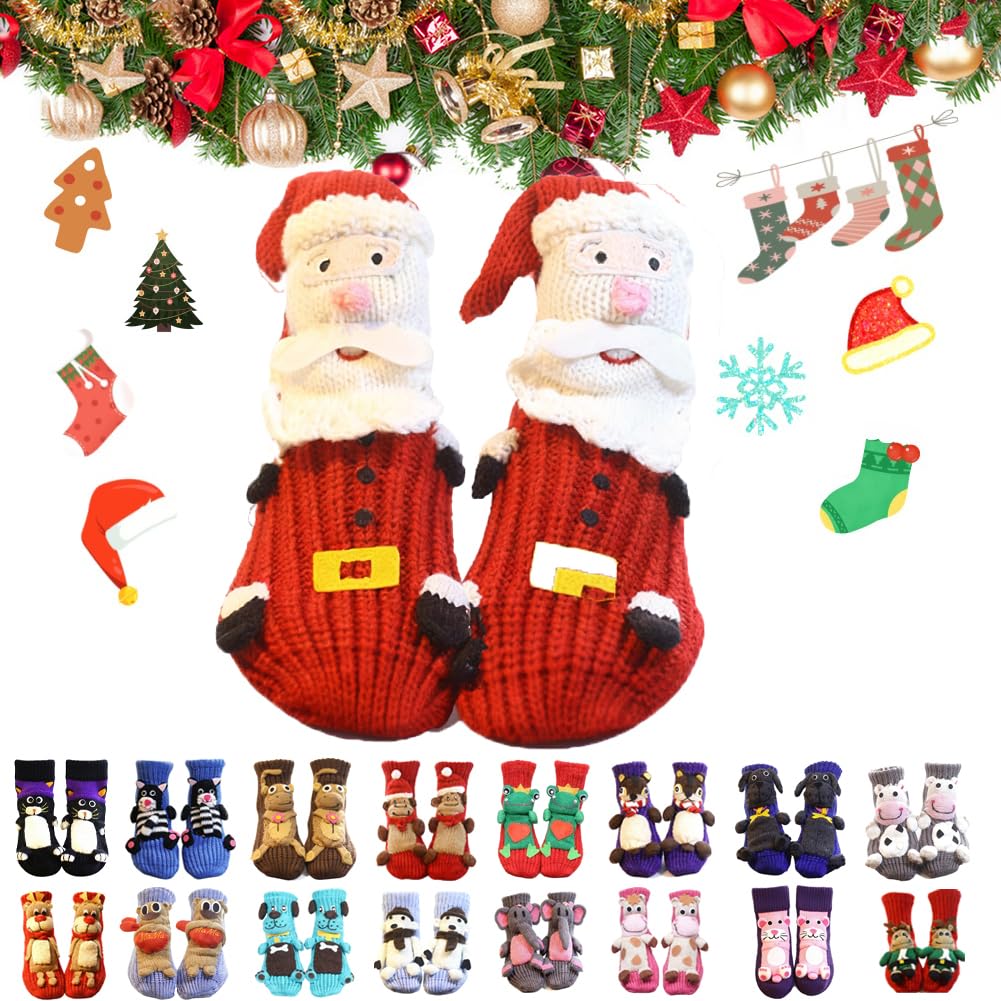 KIGKYO 3D Knit Animal Socks New Novelty Floor Sock for Christmas,Cute Hand Crochet Knit Sock,Cute Novelty Animal Socks,Warm winter floor socks for adults and children (Style 16)
