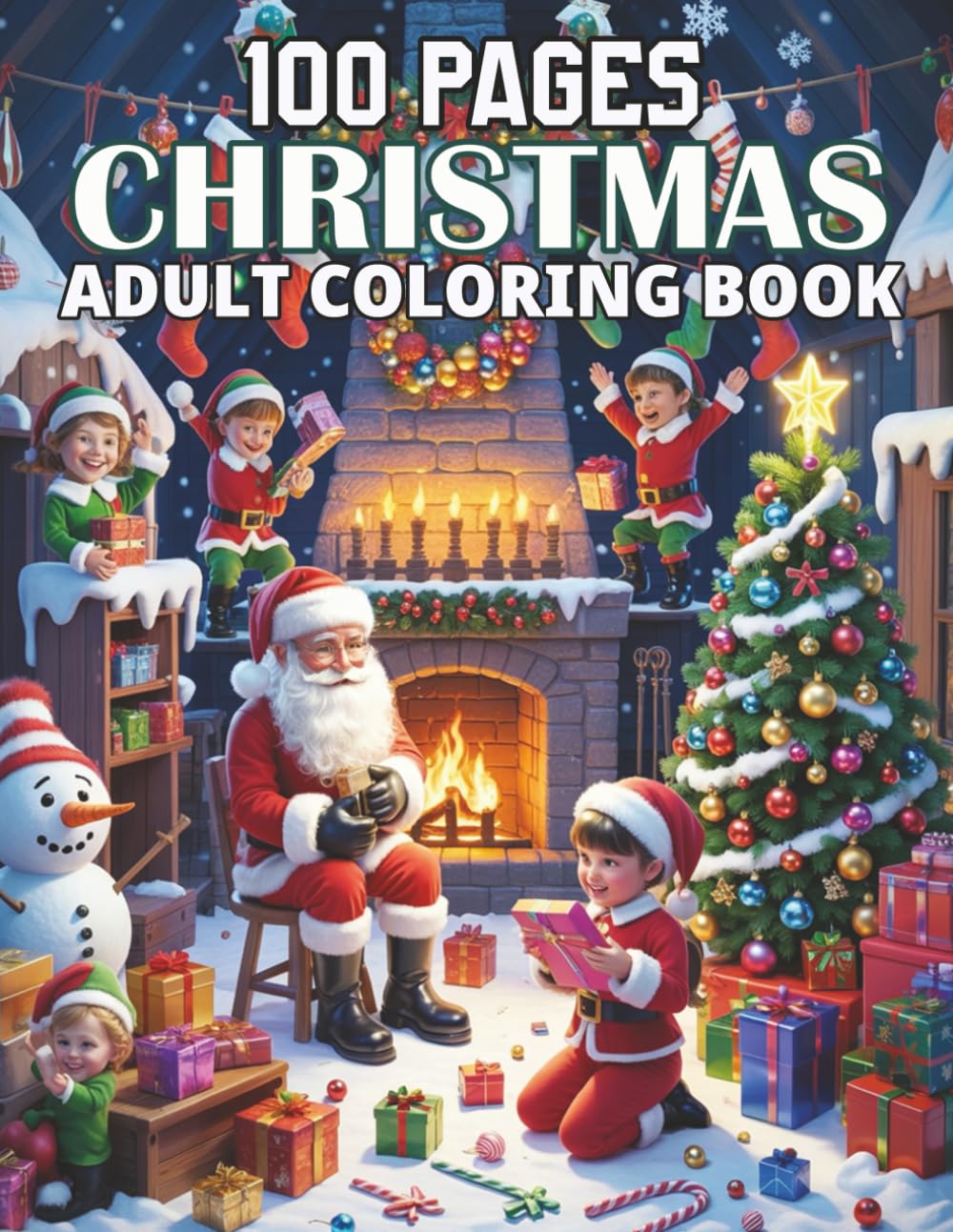100 Pages Christmas Adult Coloring Book: Cozy and Relaxing Holiday Scenes to Color – Snowflakes, Christmas Trees, Santa & More for Adults and Seniors"