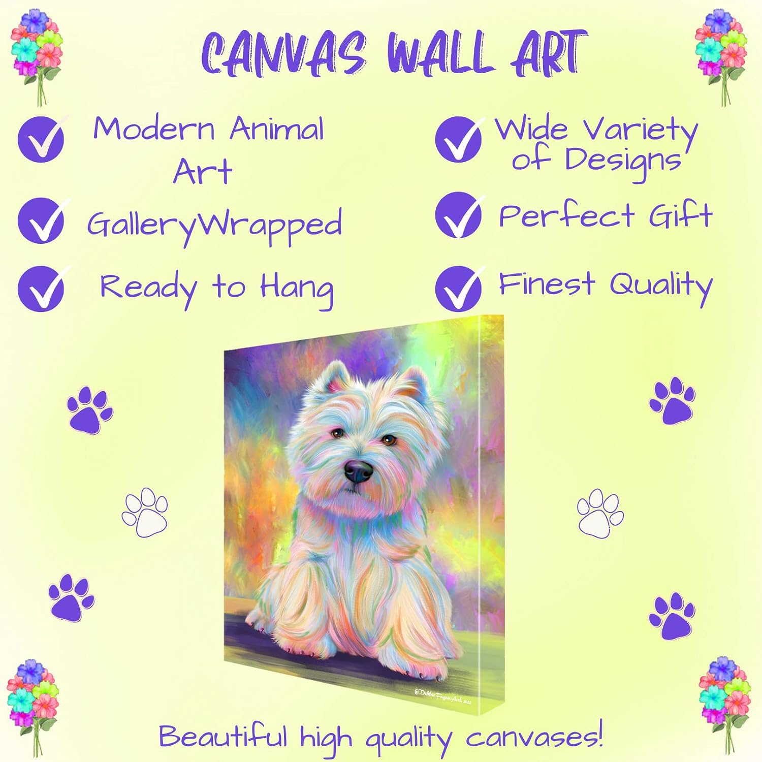 Doggie of the Day Paradise Wave with West Highland Terrier Dogs Canvas Wall Art - Premium Quality Ready to Hang Room Decor - 1.5" Thick Canvas Wrap 8" x 10"