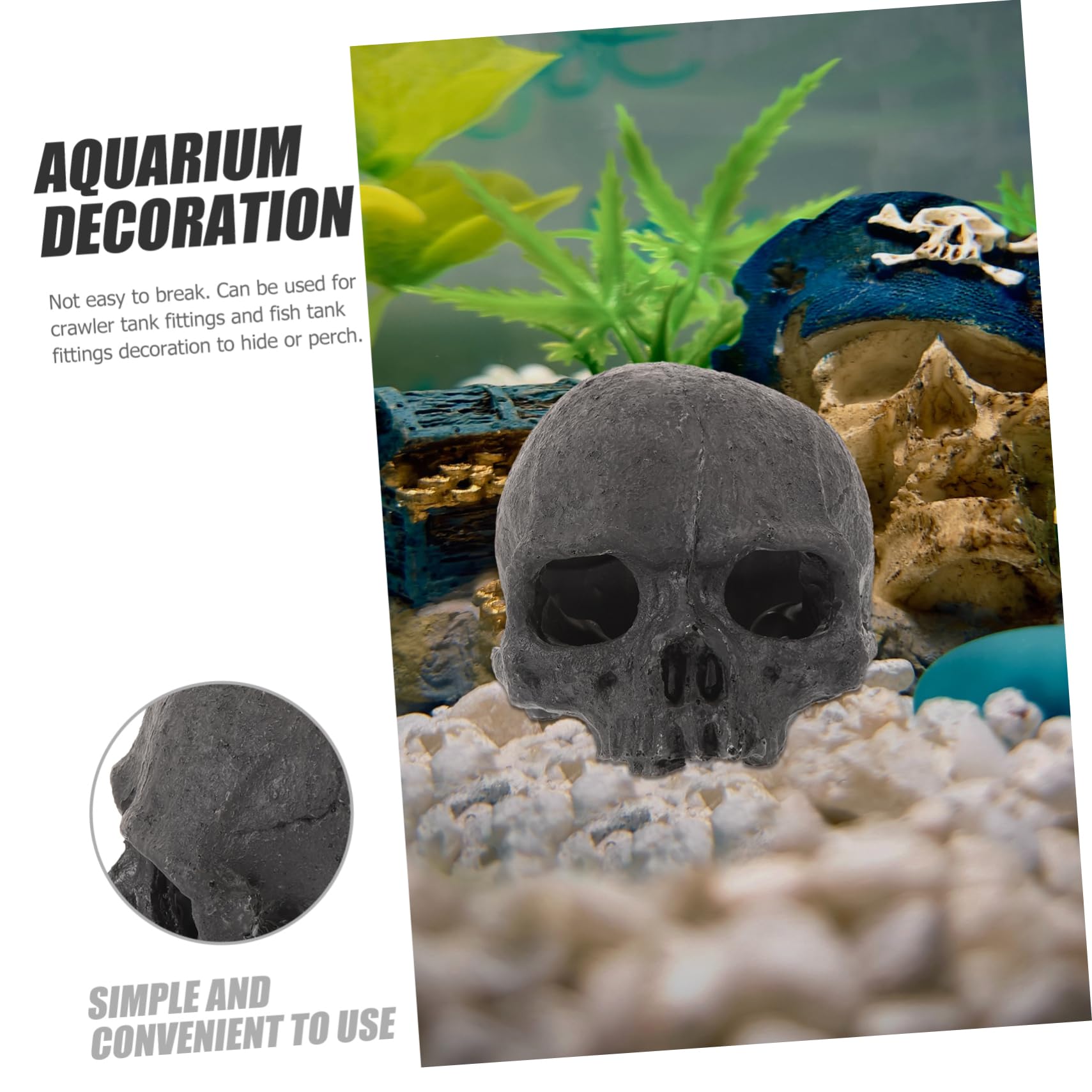 Cabilock 5 Pezzi Nascondiglio di Pesci Sott'Acqua per Nascondiglio Dell'acquario Nascondersi Vasca Dell'acquario Decorazione Pescare Scheletro Arredamento Grotta Acquario Resina Black