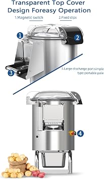 Commercial Electric Potato Peeler Machine, 70-100Kg/Hour Stainless Steel Potato Peeler Washer, 550W Automatic Peeling Tool for Taro Ginger Peeling Sweet Potatoes