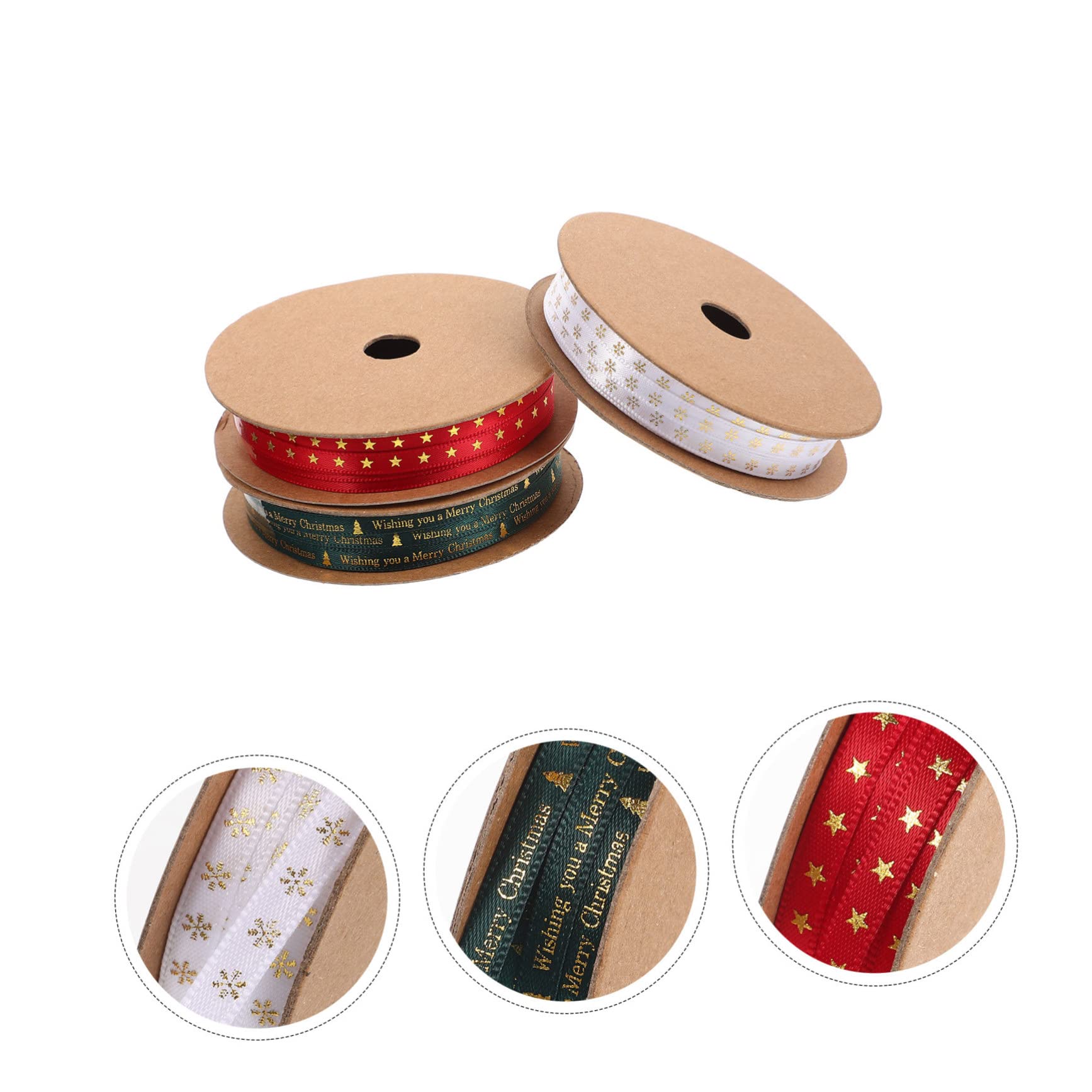 Housoutil 15 Rollen Weihnachtliches Dekoband Set Geschenkband mit Stern und Schneeflockenmuster Vielseitig für Diy Verpackung Basteln Handgewebte Schleifen Langlebig und Leicht zu Schneiden