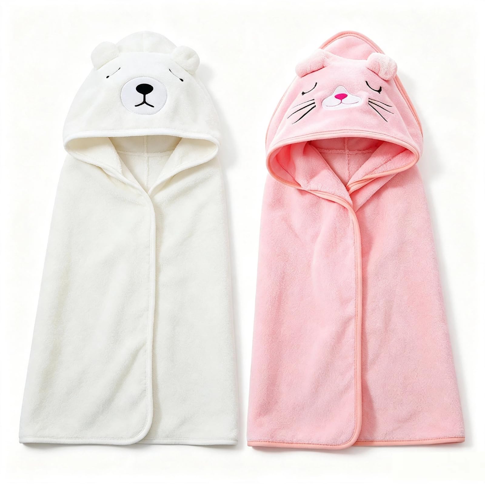 2pc Toalla para Bebe Recien Nacido, Toalla de Baño para Bebe | Microfibra Absorbente Bata, Suave y Ligero, para ninos 1 Mes - 5 Años, Regalos para Bebe