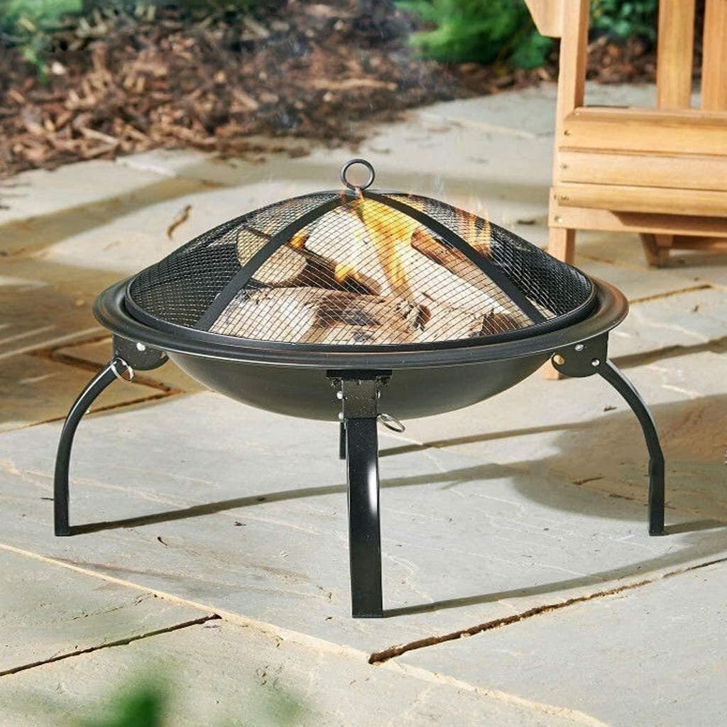 Outdoor Fire Pit Outdoor Fire Pit - 42 Inch Large Bonfire Wood Burning Patio & Backyard Firepit for Outside with Round Spark Screen