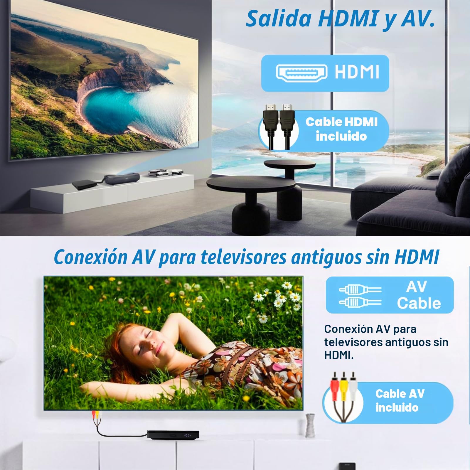 VATI Mini Reproductor de DVD y CD para TV y Hogar - Compacto HD 1080P con Cables RCA/HDMI, Control Remoto, Memoria de Punto