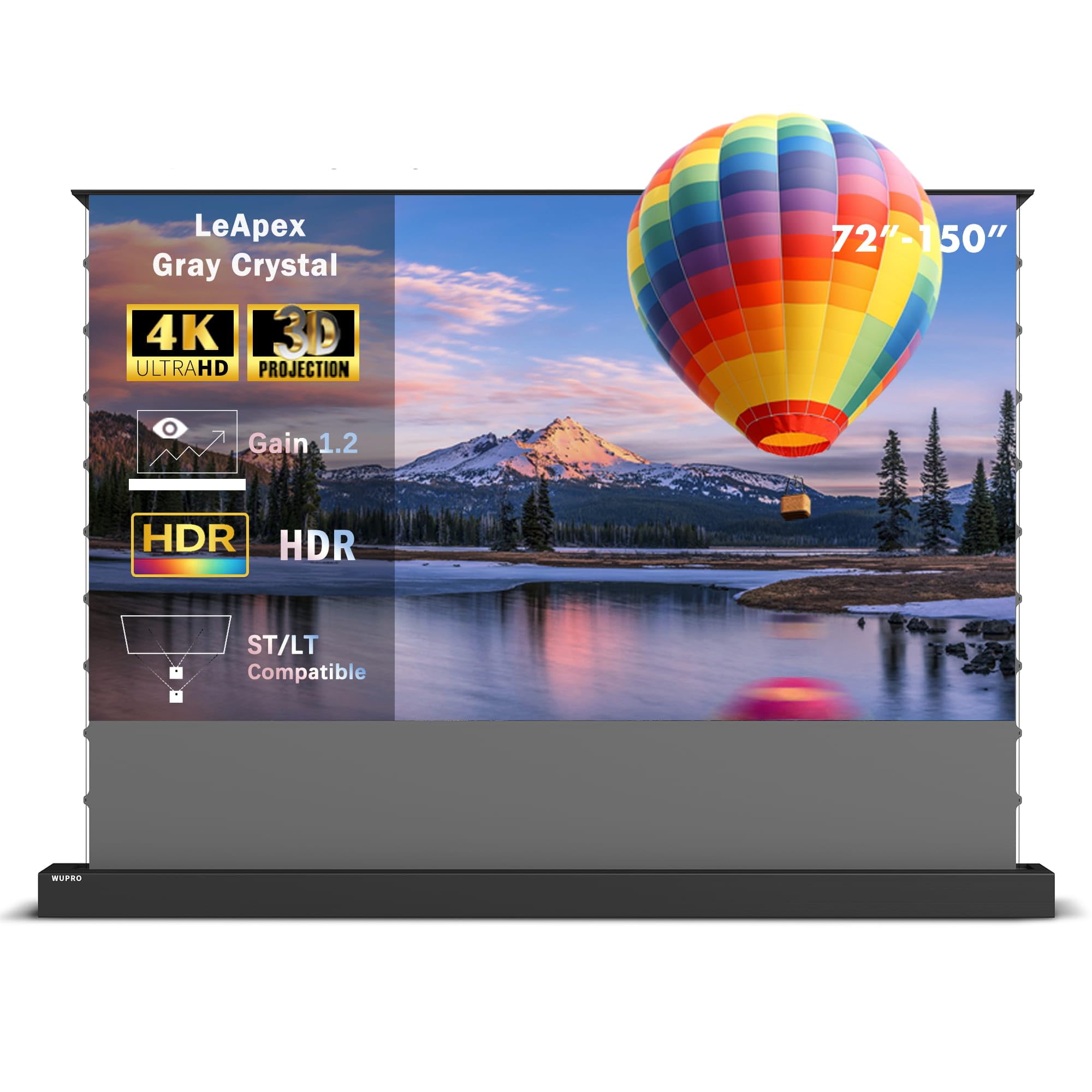 LeApex Pantalla de Proyección Retráctil Eléctrica Gray Crystal CLR- Pantalla Inteligente 4K Ultra HD Mejora 3D de 100 Pulgadas para Proyectores de Distancia Normal y Larga
