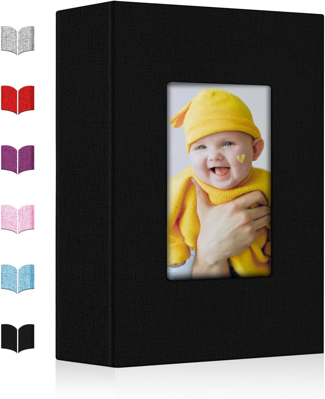 Photo Album 4x6,Linen Cover Slide-in Photo Album Book Can Holds 200 4x6 Photos with 50 Black Sheets for Baby Family Pictures Artwork or Postcards Storage (Red)