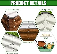 Vista 3 de SnugNiture Cama de jardín elevada galvanizada de 4 x 4 x 1 pies, caja de metal grande para exteriores, kit de acero para plantar verduras, flores