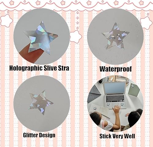 Miniatura 3 de 500 calcomanías de estrella dorada, calcomanías de estrella de lámina dorada, calcomanías autoadhesivas de 1 pulgada con purpurina metálica,