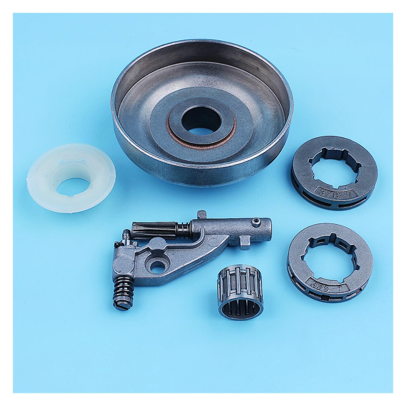 Kit de cojinete de aguja de bomba de aceite de tambor de embrague de 3/8 "para Jonsered CS2156 CS2159 2156 2159 piñón de llanta de motosierra pieza de repuesto de 7 dientes