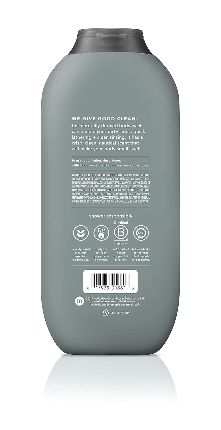 Method Men Body Wash Sea and Surf, 18 Ounce, 2 Pack