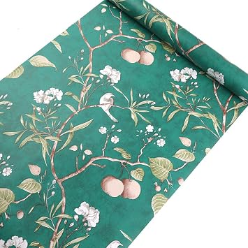 Taogift 17.7x117 Inches Self Adhesive Rustic Country Floral Vinyl Wall Paper Wallpaper for Walls Dresser Drawer Shelves Cabinets Decor Removable Waterproof