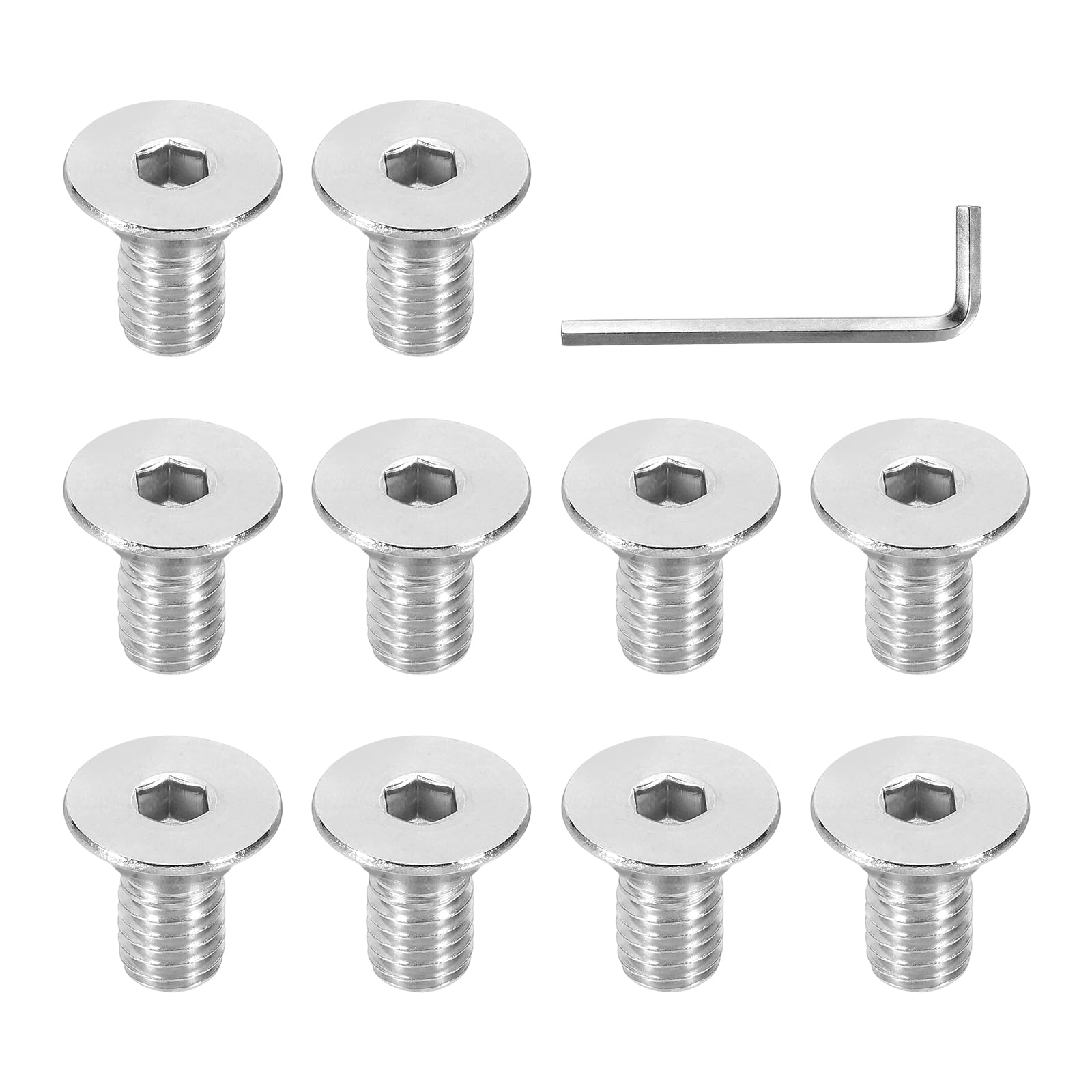 PATIKIL 3/8-16 x 3/4" Flat Head Socket Cap Screws, 10 Pcs Flat Countersunk Bolts Hex Socket Drive 304 Stainless Steel Machine Screws UNC Coarse Full Thread with Hex Spanner