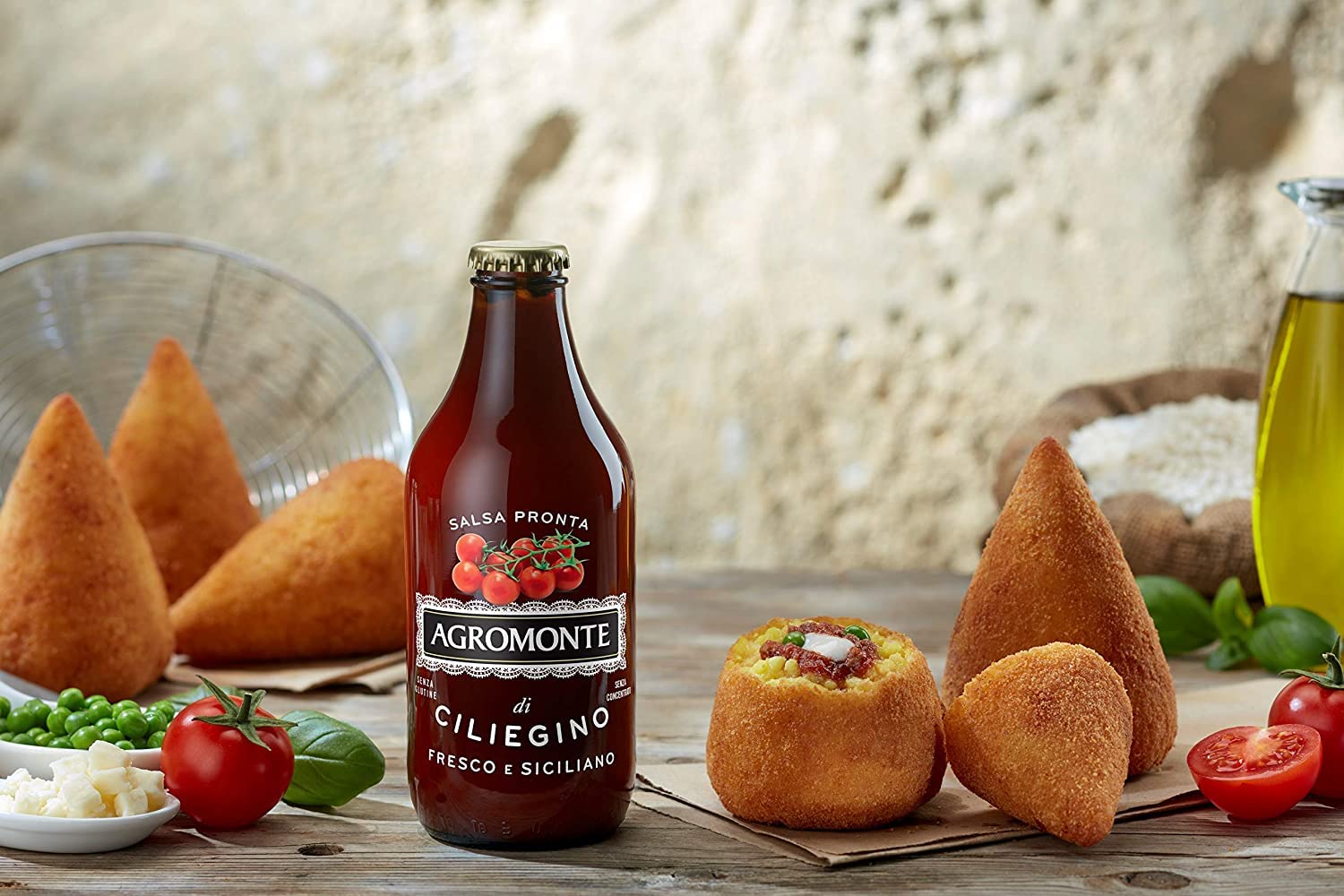 Agromonte Salsa Pronta di Pomodorino Ciliegino Sauce tomate cerise prête à l'emploi Sauce tomate Sauce tomate Purée de tomates Bouteille en verre de 330 g
