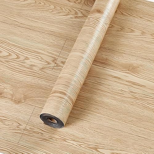 2 Rolls 23.6''x10FT Vinyl Flooring Roll 38.75 sq.ft: Peel and Stick Floor Tiles Self-Adhesive Durable Waterproof Wood Grain Large Plank for Living Room, Bedroom, Bathroom(Light Walnut, 23.6''x10FT)