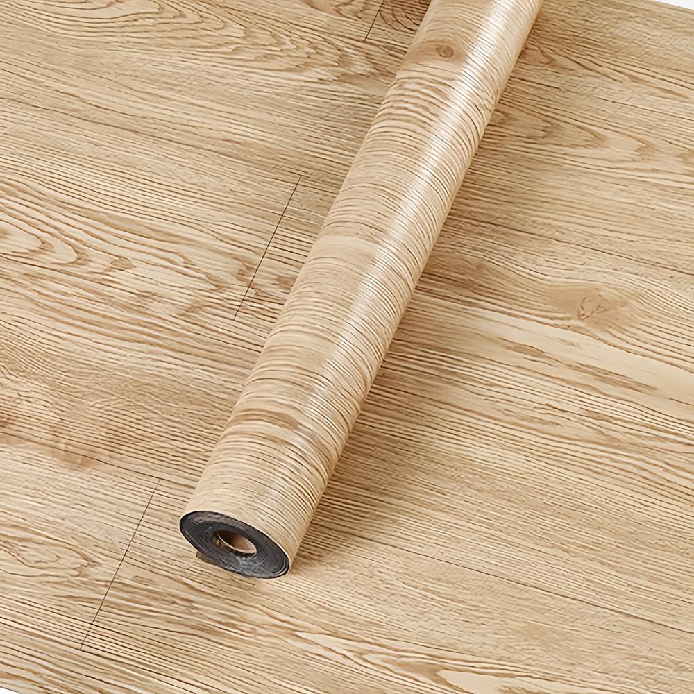 Photo 1 of 2 Rolls 23.6''x10FT Vinyl Flooring Roll 38.75 sq.ft: Peel and Stick Floor Tiles Self-Adhesive Durable Waterproof Wood Grain Large Plank for Living Room, Bedroom, Bathroom(Light Walnut, 23.6''x10FT)