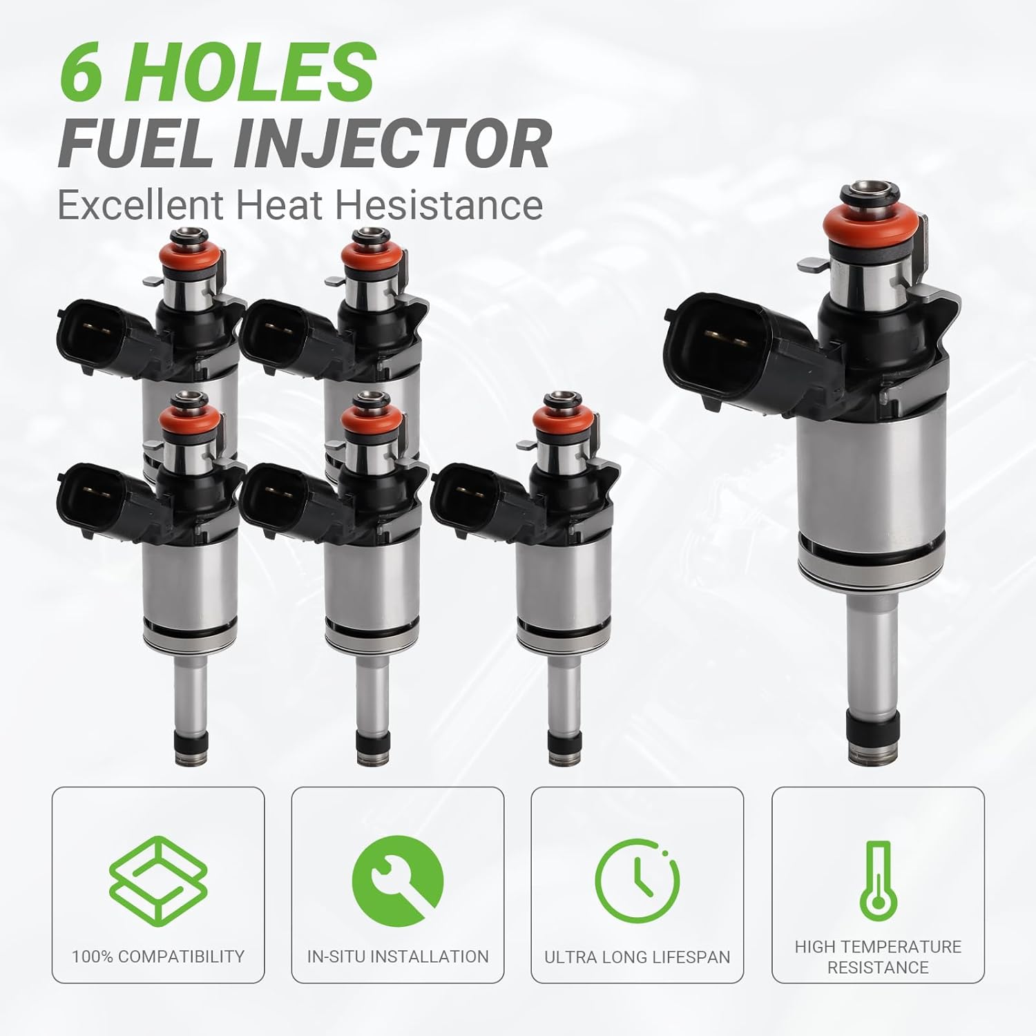 Fuel Injectors Set of 6 Compatible with Ford Expedition F-150 Transit-150/250/350/350 HD Lincoln Navigator, 2015-2022 3.5L # Replace FJ1138 BL3Z9F593B BL3Z9F593A CM5211 800-2174N BL3E-HB AN0011