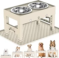 Vista 9 de Cuencos elevados para perros con 2 cuencos de acero inoxidable, soporte ajustable de 5 alturas (3.1 pulgadas, 9 a 12 pulgadas), para una mejor