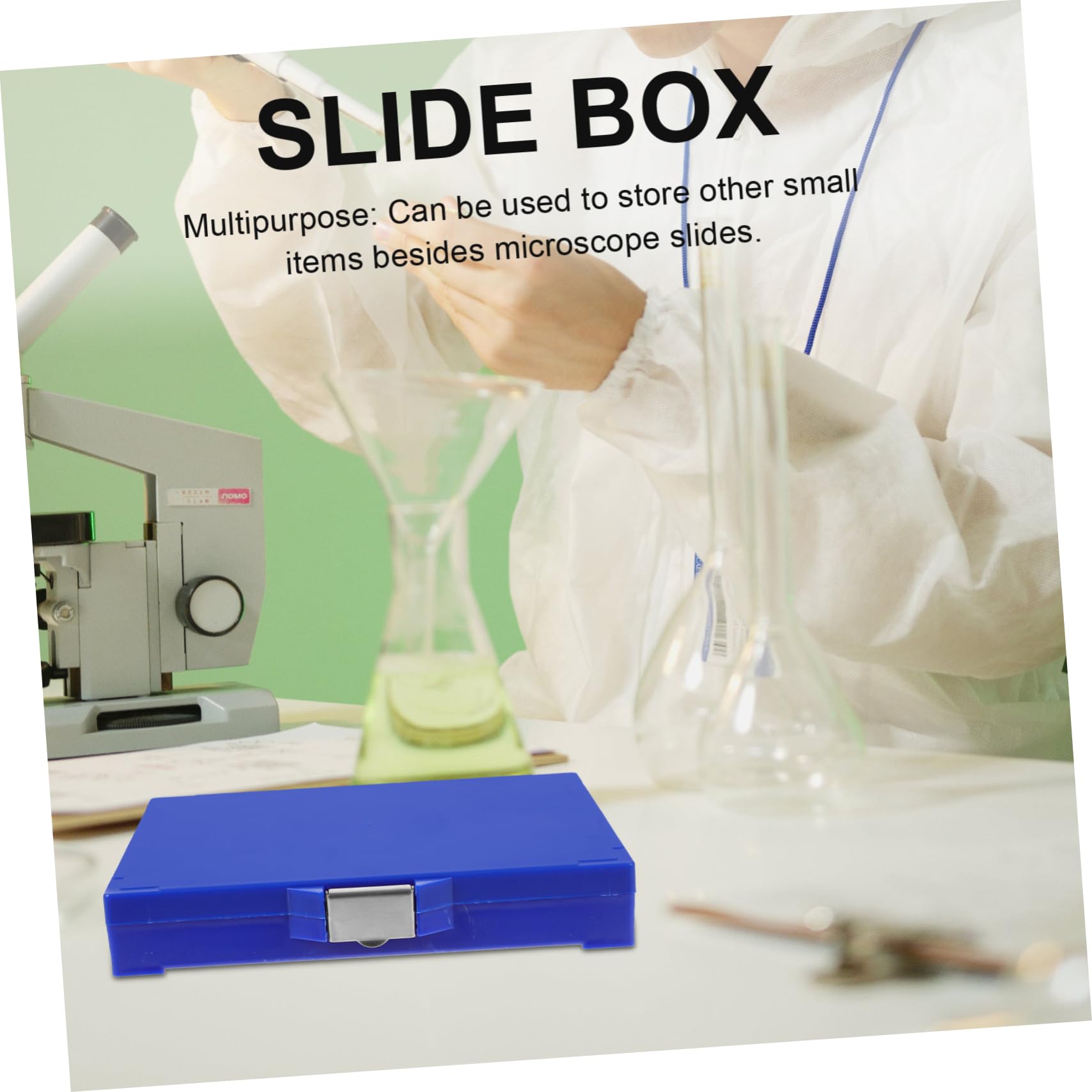 OSOLADY Slice Box Slides Microscope Slide Storage Slide Storage Case Reusable Slide Boxes Microscope Slide Case Microscope Slide Holder Slide Storage Organizer Abs Blue
